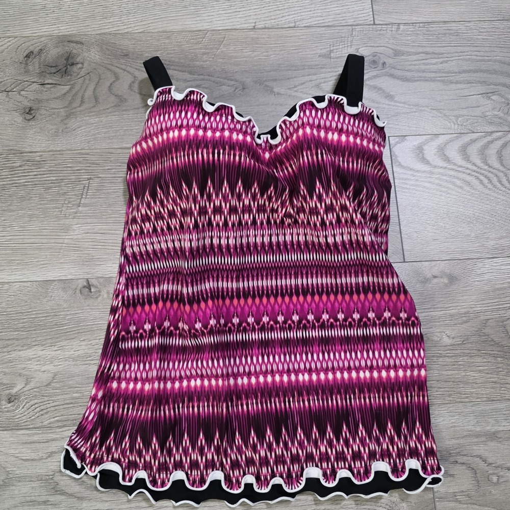 Profile by Gottex Emerald Pink Underwire Tankini Swimsuit TOP  NWT 32 D-Cup